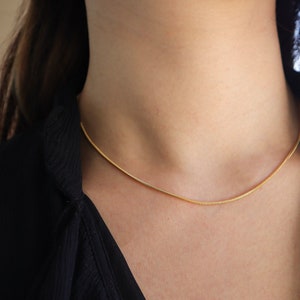 WaterProof-Skinny Plain Stainless steel Snake Chain, thin layering necklace, Water and tarnish resistant necklace, gift for her