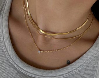 WaterProof- Gold plated stainless steel Sterling Silver Necklace Set, Water and tarnish resistant necklace