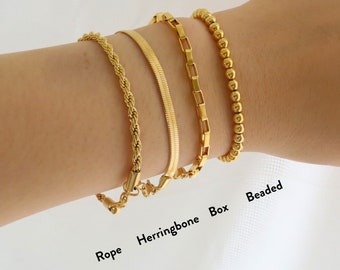 18k gold stainless steel Bracelets, waterproof tarnish resistant bracelet, minimalist bracelet