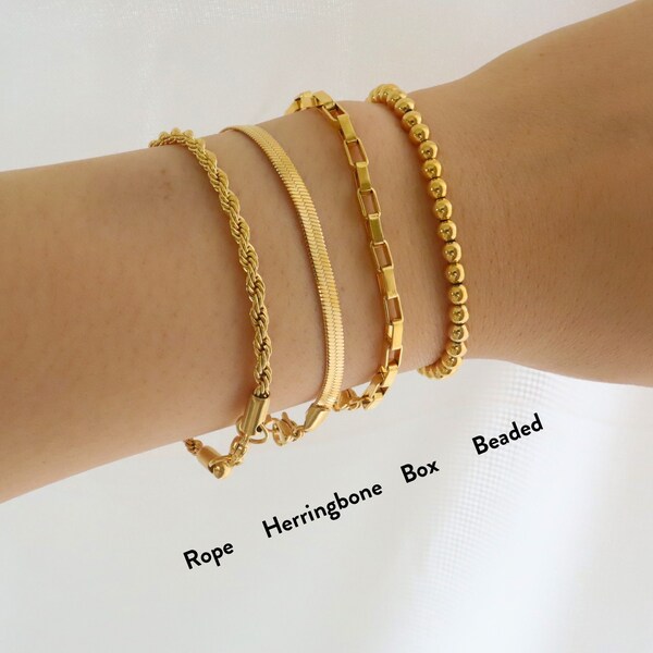 18k gold stainless steel Bracelets, waterproof tarnish resistant bracelet, minimalist bracelet