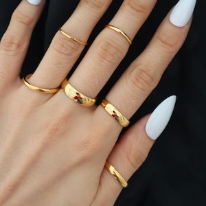 Imperméables - Bagues en or, bagues empilables, bagues en or délicates, bague en or super fine, bague délicate, cadeau pour elle