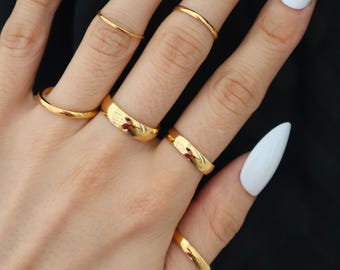 WaterProof- Gold Band Rings, Stackable Rings, dainty gold rings, super thin gold ring, delicate ring, gift for her