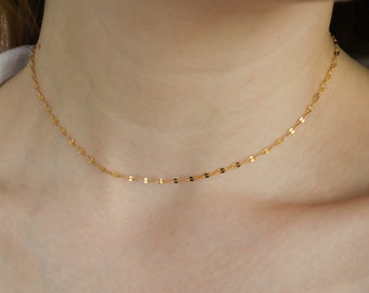 18K Gold shimmer SEQUIN choker necklace, dainty choker necklace, water and tarnish resistant necklace, gift for her, christmas gift