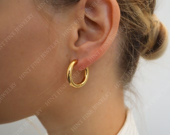 Thick Chuncky Gold Hoop Earrings, Waterproof anti-tarnish Gold Plated STAINLESS STEEL hoops, Tarnish Resistant