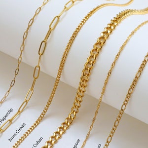 18K gold PVD Plated Stainless Steel Necklace, Water Proof Tarnish Resistant Necklace, Gold Chains Layering Necklaces