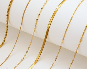 WaterProof-18K gold PVD Plated Stainless Steel Necklace, Water Proof Tarnish Resistant Necklace, Gold Chains Layering Necklaces