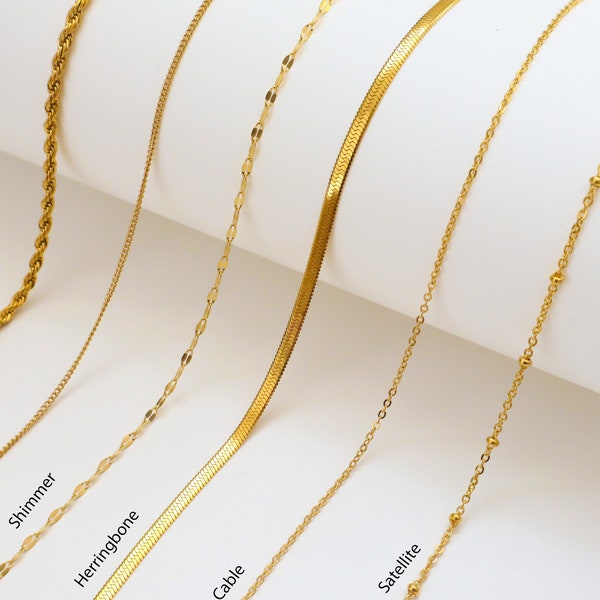 WaterProof-18K gold PVD Plated Stainless Steel Necklace, Water Proof Tarnish Resistant Necklace, Gold Chains Layering Necklaces