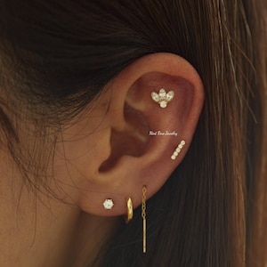Labret feuille grimpante à filetage interne 16G G23 • clou tragus • boucles d'oreilles conques • clou cartilage hélicoïdal • clou labret à dos plat