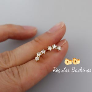 Clous d'oreilles étanches, petits clous d'oreilles en cz, boucles d'oreilles en argent sterling plaqué or 18 carats, cadeau pour elle, cadeau de Noël