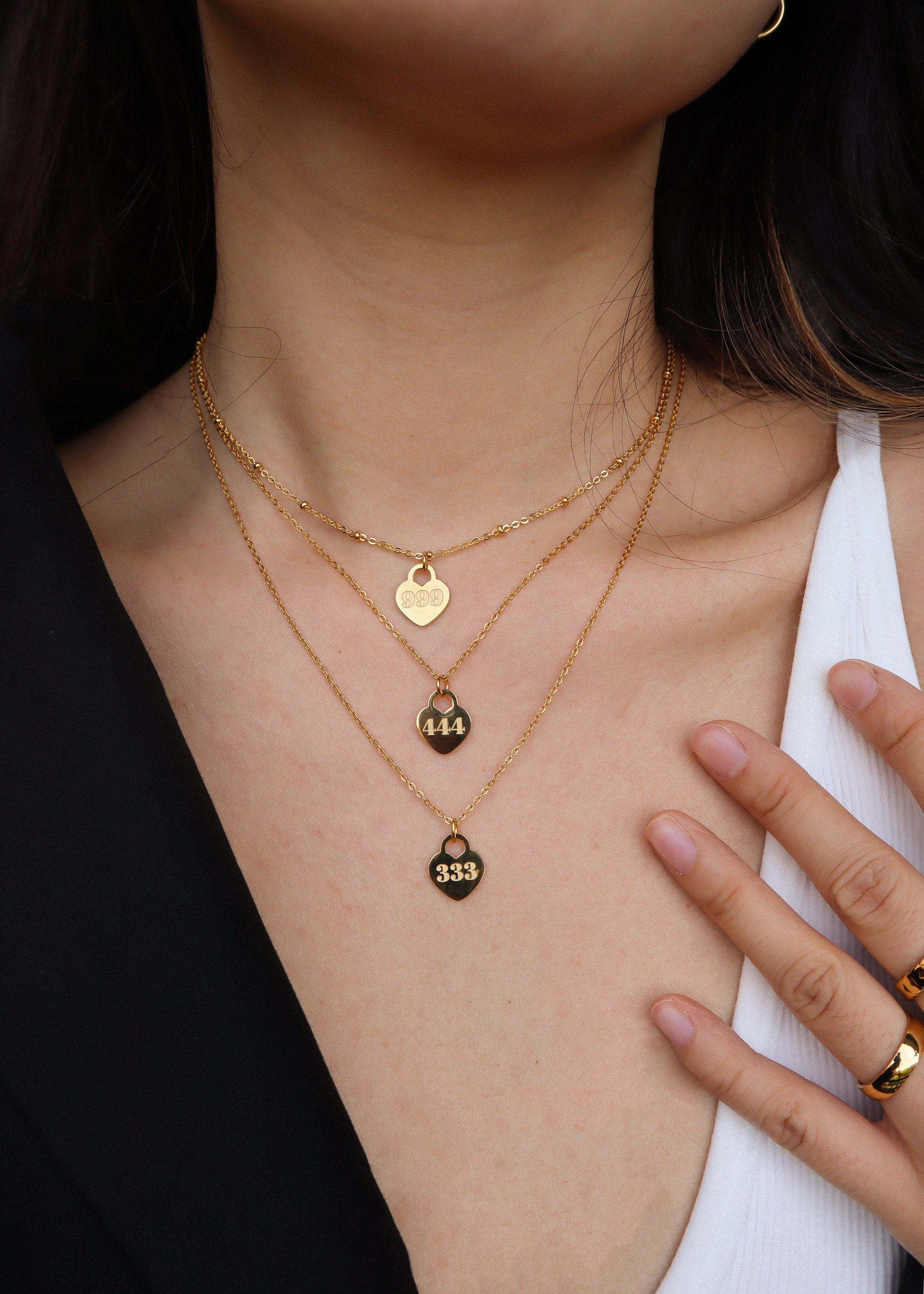 Elegant 18K GOLD Angel Number Necklace for Moms Sprtual SLVER