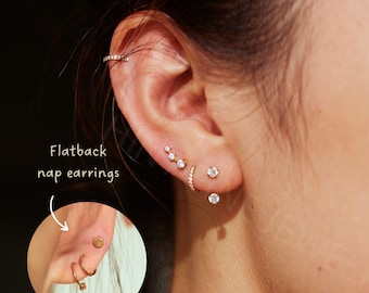 Waterproof Titanium Flatback Earring Set Everyday Stack