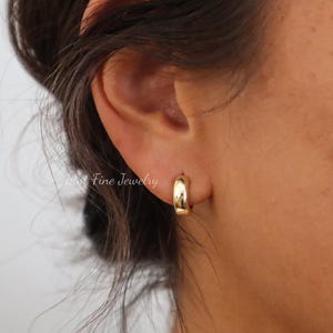 Waterproof Gold Bold Thick Hoop Huggie Earrings, sterling silver Small Gold Huggie, Statement Everyday Hoop Earrings, Boyfriend Huggies