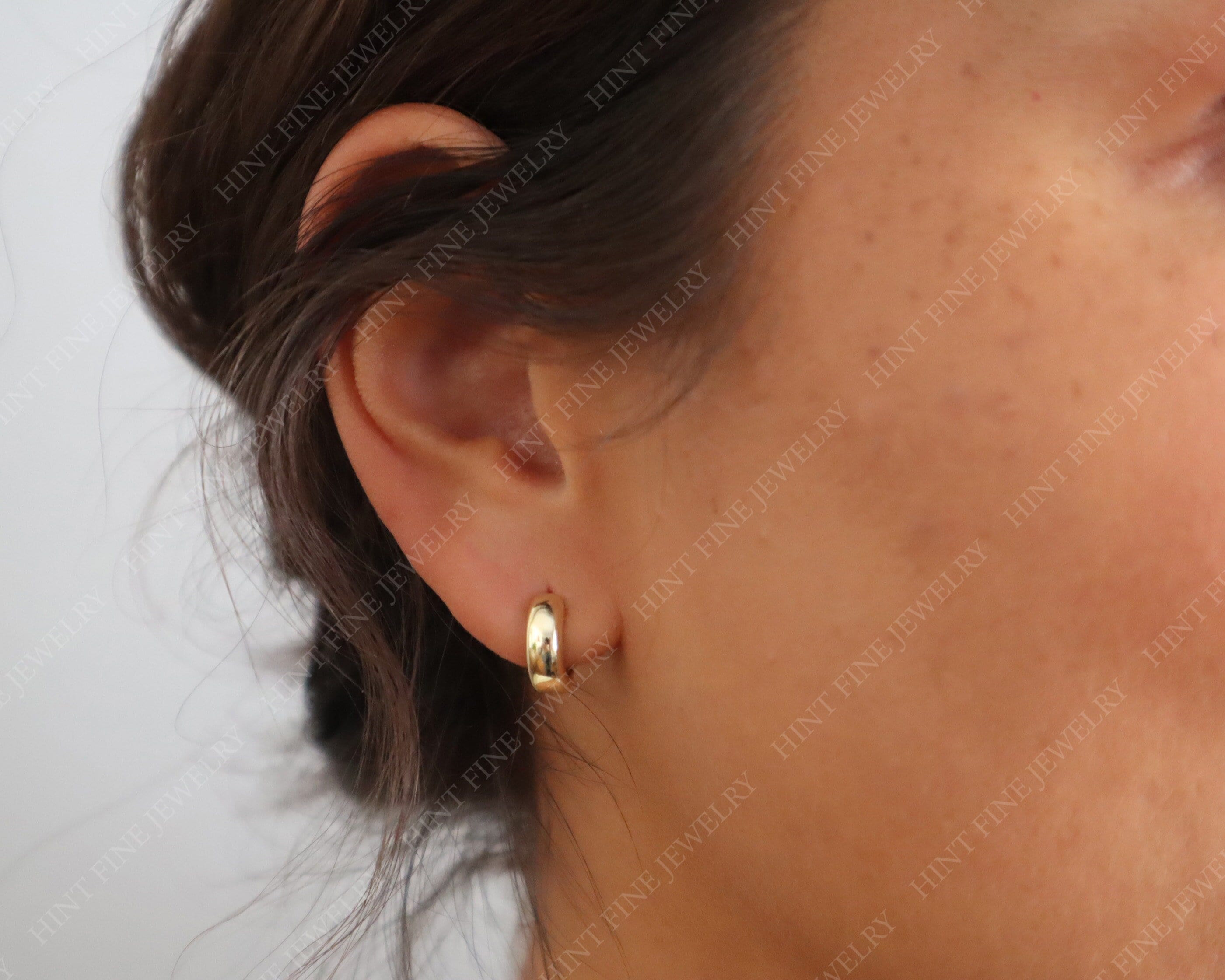 Waterproof Gold Bold Thick Hoop Huggie Earrings, sterling silver Small Gold Huggie, Statement Everyday Hoop Earrings, Boyfriend Huggies