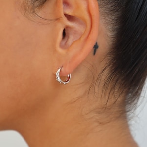 WaterProof-Twisted Huggie Earrings, 18K gold plated sterling silver Small Gold Huggie, Statement Everyday Hoop Earrings, Boyfriend Huggies