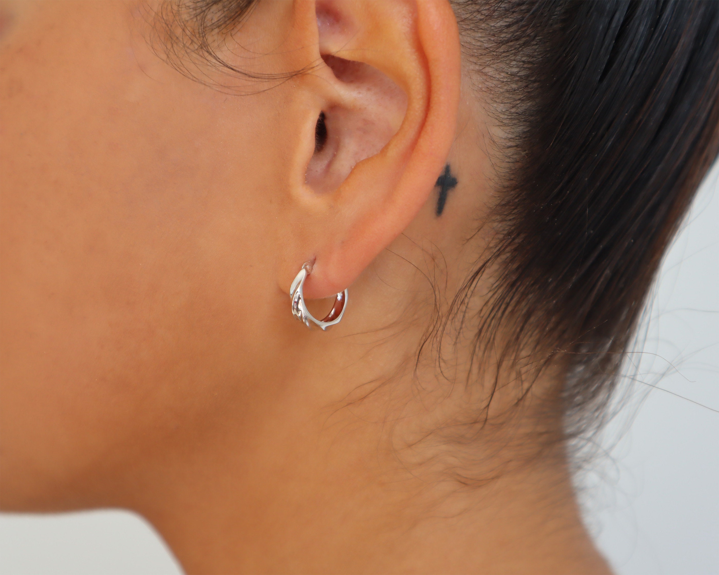 WaterProof-Twisted Huggie Earrings, 18K gold plated sterling silver Small Gold Huggie, Statement Everyday Hoop Earrings, Boyfriend Huggies