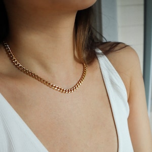 WaterProof-Stainless steel Cuban Chain Necklace, Thick Gold Chain Necklace, 3mm 6mm Chain Necklace, Water and tarnish resistant necklace