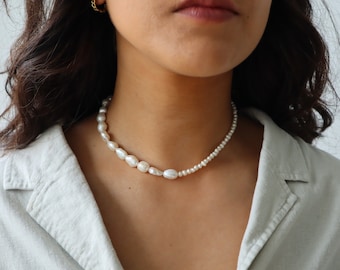 Mélange de collier de perles irrégulières pour femme, collier de vraies perles d'eau douce pour homme, collier de perles baroques, cadeau pour elle, cadeau pour lui