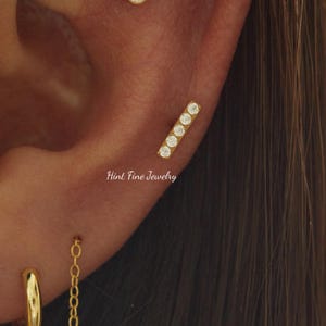 Labret avec filetage intérieur, barre pavé en titane G23 16G • clou tragus • boucles d'oreilles conques • clou cartilage hélicoïdal • clou labret à dos plat