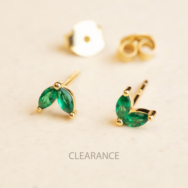 Gold Plated Sterling Silver Tiny Flower CZ Studs, Dainty 5mm x 4mm Earrings