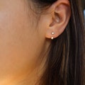 WaterProof-18k Gold Plated sterling silver Front Back Earrings, Ear Jacket, flat back Studs, Push pin flat back ear jacket product logo