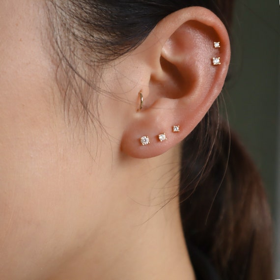 Second Piercing Earrings, Cartilage Earrings, Tiny Stud Earrings – AMYO  Jewelry