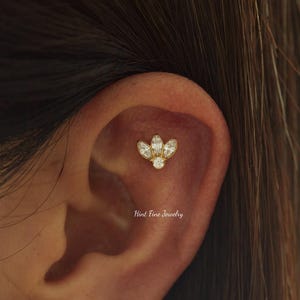 Labret feuille grimpante à filetage interne 16G G23 • clou tragus • boucles d'oreilles conques • clou cartilage hélicoïdal • clou labret à dos plat