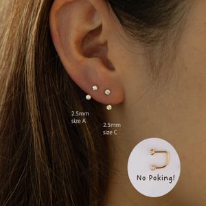 WaterProof 18G Titanium Flatback Front Back Earrings, Ear Jacket, Helix Stud, Tragus Stud, daith Stud, Rook Stud