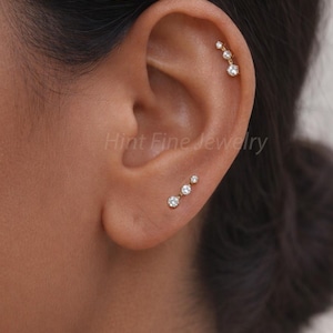 18G Titanium Trio Climber Push-Pin Labret • tragus stud • conch earrings • cartilage helix stud • flat back labret stud