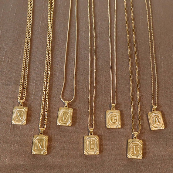 Gold Initial Necklace Waterproof Tarnish Resistant Necklace