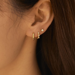 WaterProof -Gold Hoop earring set, everyday earring stack, sterling silver earring set, gift for her