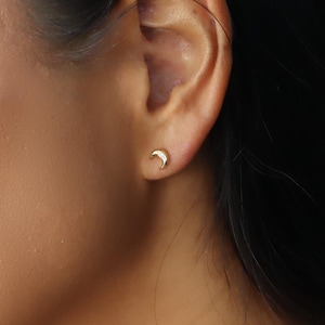 Waterproof- crescent moon studs, sterling silver Earrings, Celestial Studs, Mini Starburst stud earrings, gift for her, gift ready