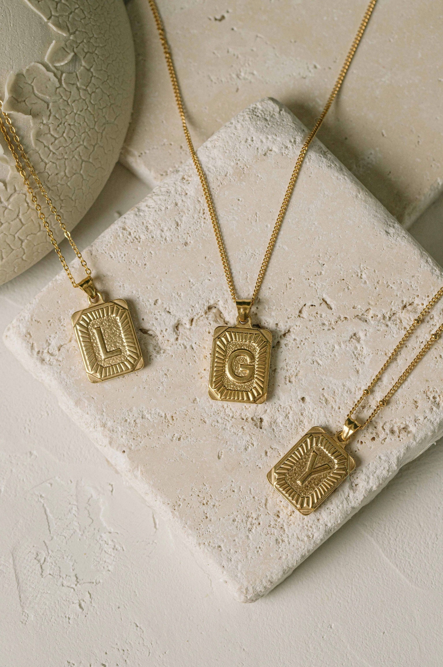 Initial Card Necklace by Bracha | Greige Goods