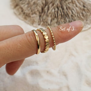 WaterProof-Dainty Ring Set of 3, Waterproof Rings, Gift for her, Boho Rings, Minimal Ring, Stacker Ring