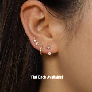 Waterproof - Dainty earring set, everyday earring stack, sterling silver flat back earring set, gift for her