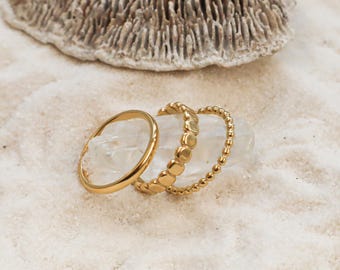 Lot de 3 bagues imperméables et délicates, bagues imperméables, cadeau pour elle, bagues bohèmes, bague minimale, bague superposable