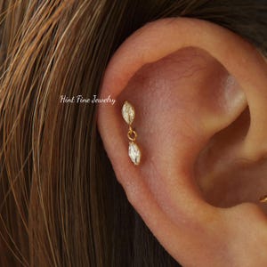 Labret pendentif marquise en titane 16G G23 avec filetage interne • clou tragus • boucles d'oreilles conques • clou cartilage hélicoïdal • clou labret à dos plat