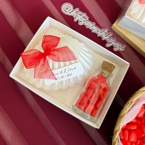 Velas y dulces en forma de corazón en caja, vela de ostra, regalos para despedida de soltera, regalos de compromiso, regalos de boda personalizados, regalos de boda al por mayor