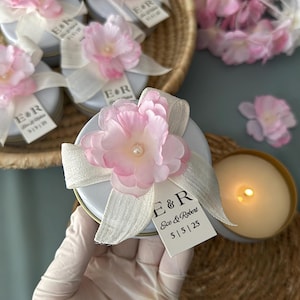 Personalized Tin Candle Favors: Floral Wedding, Bridal, Baby Shower