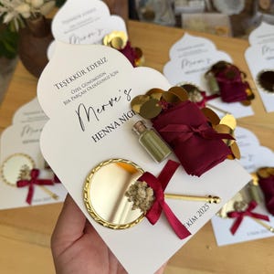 Personalized Henna Party Favor: Glass Tube, Mirror & Wipe - Bridal Gift