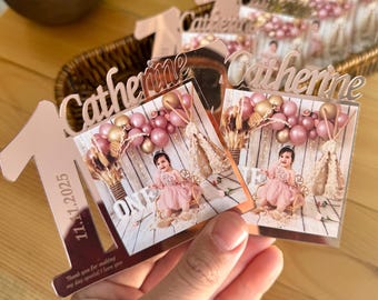 Personalized 1st Birthday Photo Magnet Favors: Keepsake Favors