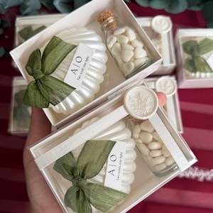Velas y dulces en forma de corazón en caja, vela de ostra, regalos para despedida de soltera, regalos de compromiso, regalos de boda personalizados, regalos de boda al por mayor