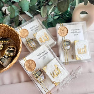 Islamic velvet mini quran and prayer beads set, Zikr Counter Tasbeeh, Muslim Wedding favors, Hajj Umrah gifts, Personalized Ameen Favor