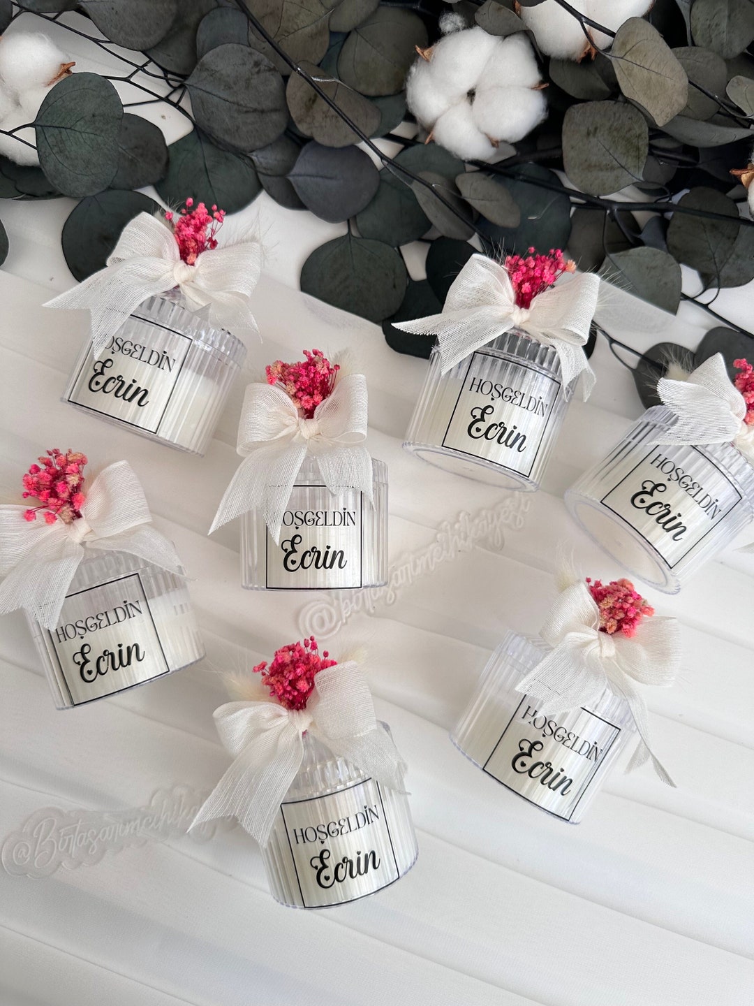 Personalized Wedding Candle Favors: Elegant Glass Jar With Dried ...