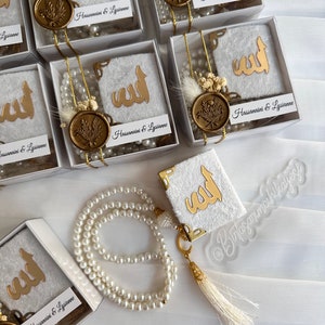 Arabic Quran and Pearl Tasnih Set, Islamic Wedding Favors, Tasbih and Quran gift Set, Hajj and Umrah Favors, Muslim Wedding Favors