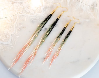 The Lux and Demi Lux*** Long Boho Beaded Fringe Earrings / Handmade Beaded Duster Earrings / Extra Long Tassel Seed Bead Earrings