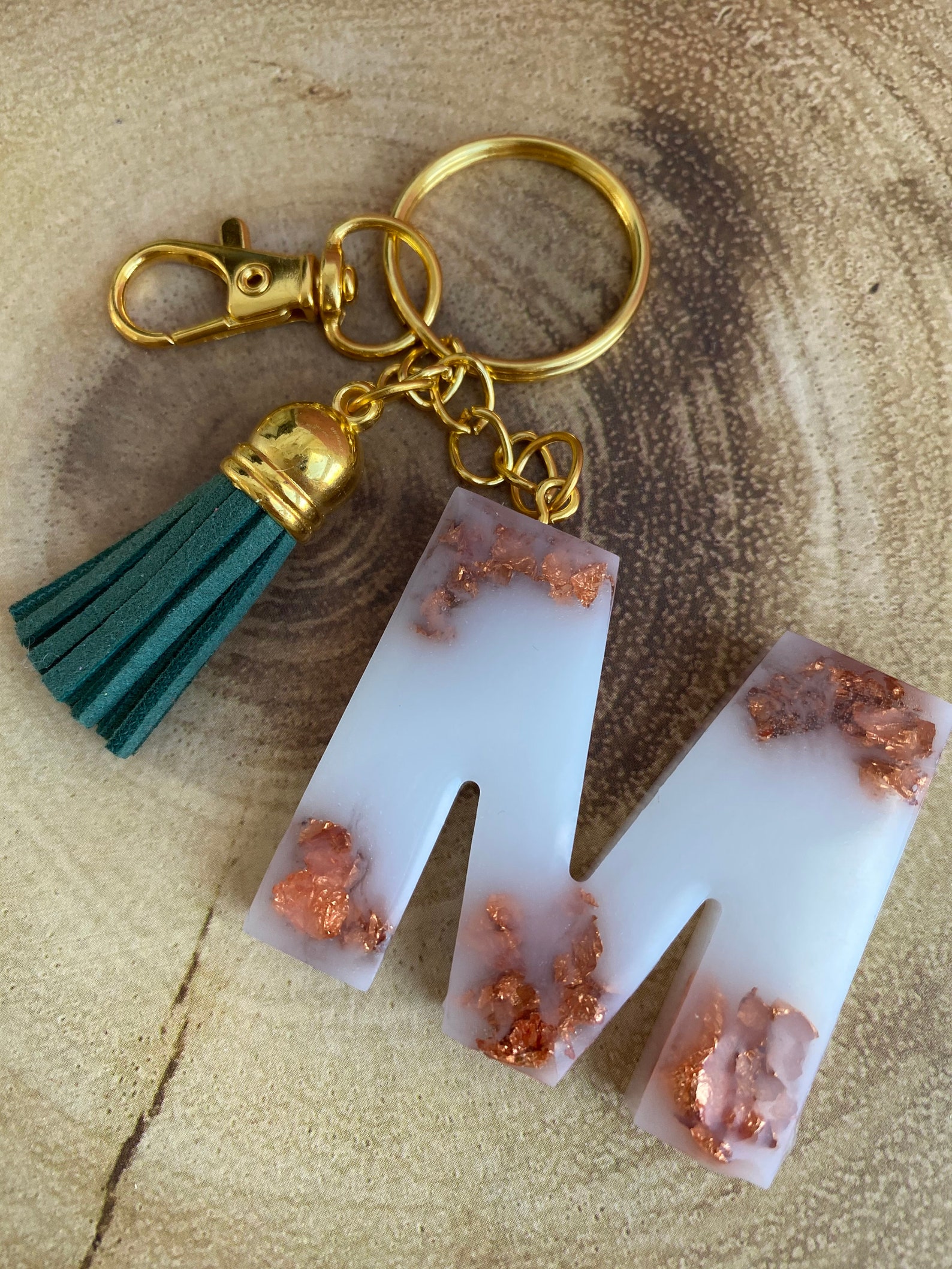 Epoxy resin letter keychain Etsy