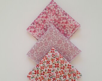 Ladies Liberty Hankies. Set of 3 Pink 100% cotton, Ditsy Floral Handkerchiefs.