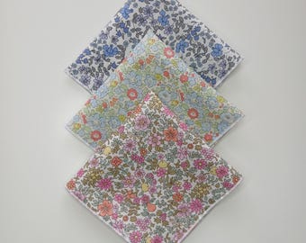 Ladies Liberty Hankies. Set of 3, 100% Cotton, Spring Floral Handkerchiefs.