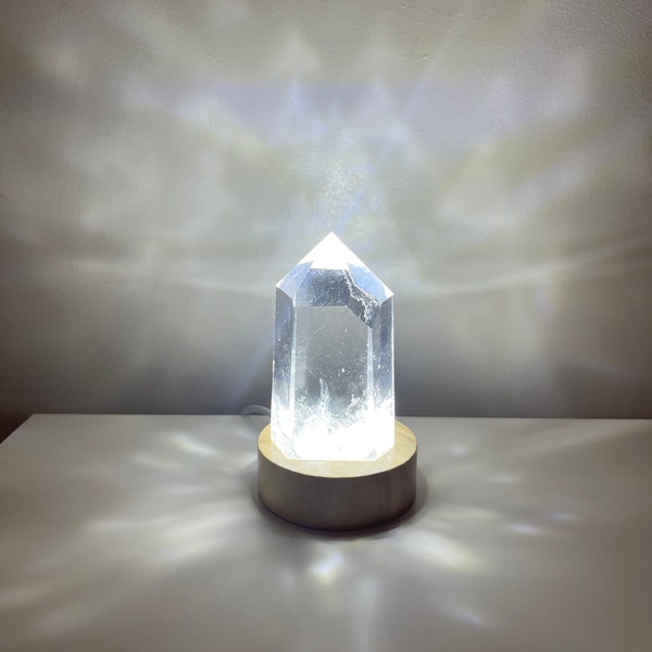 Crystal wooden led light stand base with usb beautiful crystal and gemstone displays for calming relaxing inner peace CRYSTAL NOT INCLUDED