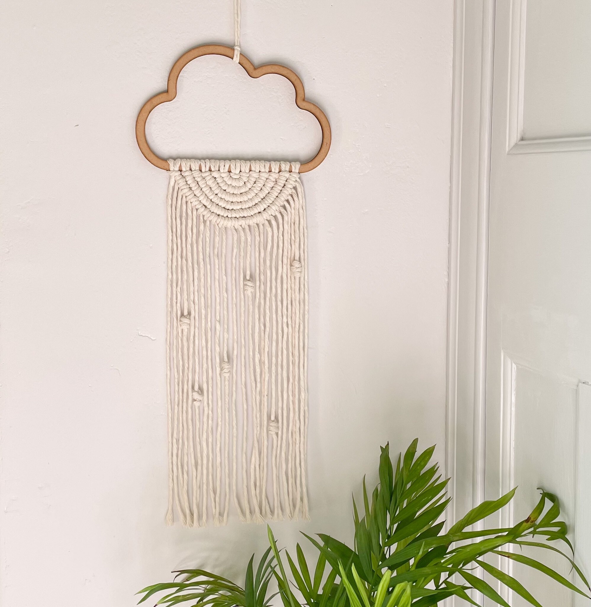 Macrame Cloud Wall Hanging Babys Room Nursery Macrame Semi Etsy